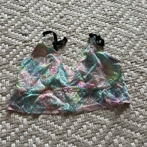 VS Pink Watercolor Lace Bralette
